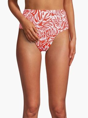 Land's End Ribbed Smoothing High Waisted Bikini Bottoms Sz 16